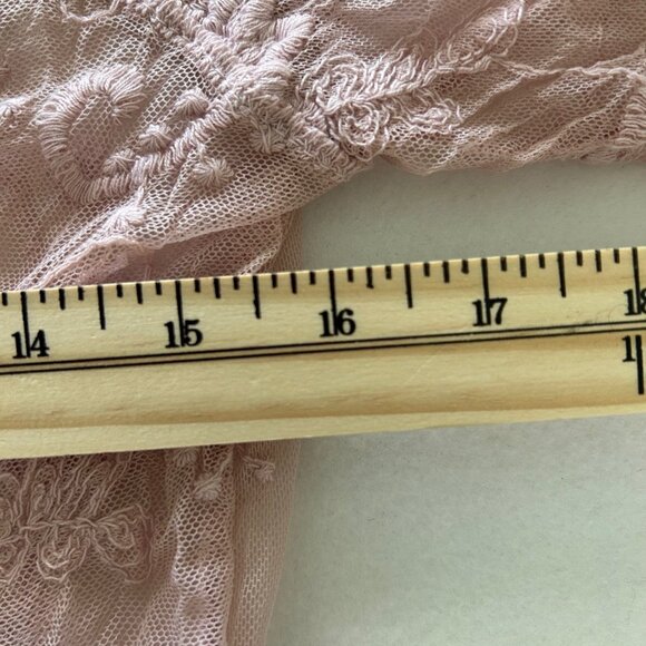 Forgotten Grace Cardigan Lace Short Sleeve Topper Duster Pink Tie Front Romantic - Picture 5 of 6